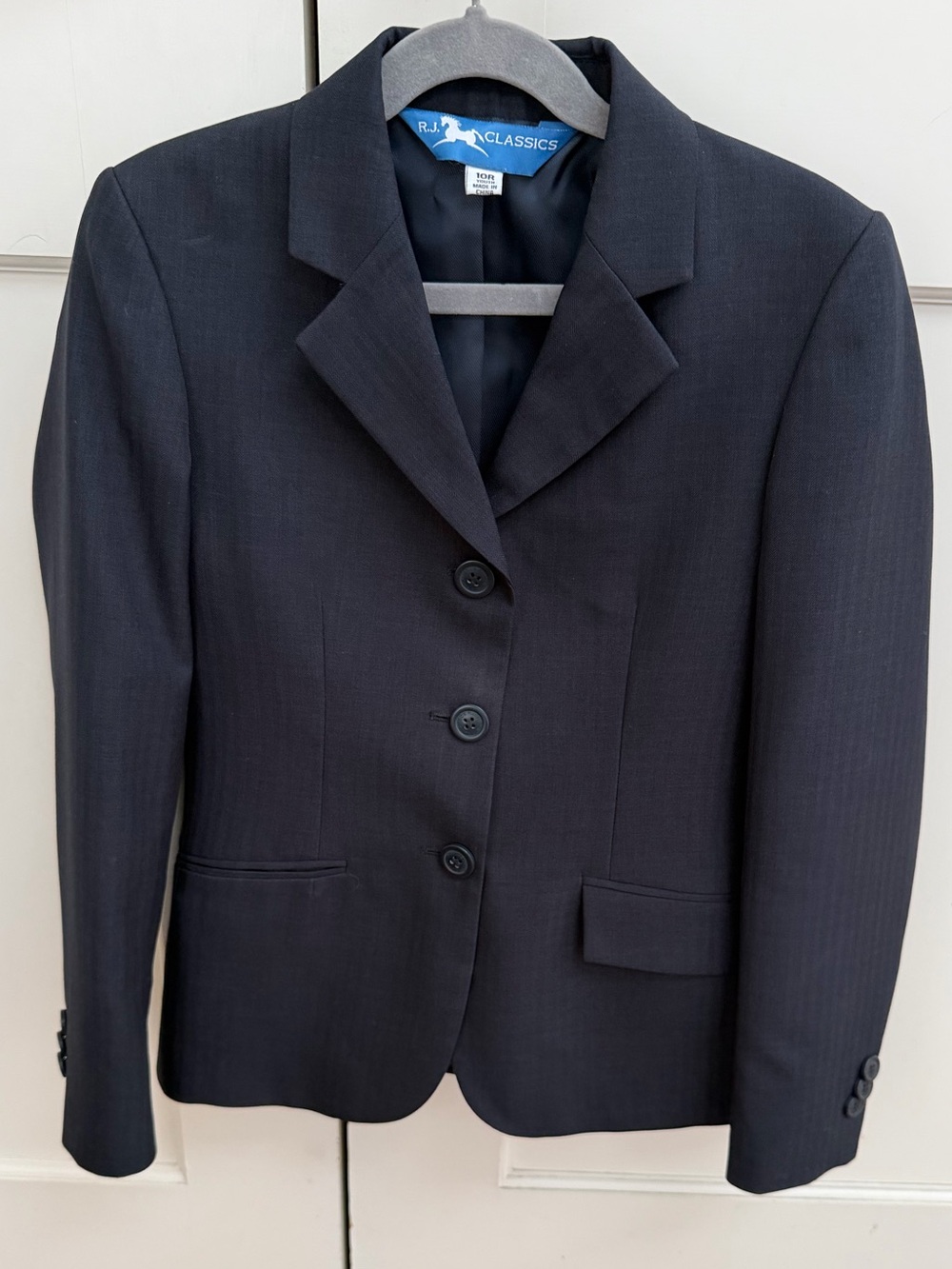 EUC RJ CLASSICS BLUE LABEL GIRLS EQUESTRIAN SHOW COAT NAVY SHOW JACKET size 10 R